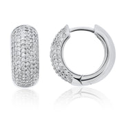 Brilliante Sterling Silver Simulated Diamond Pave Wide Huggie Hoop Earrings