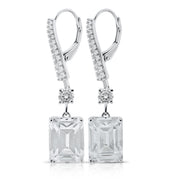 Brilliante Sterling Silver Simulated Diamond Pave Octagon-Cut Drop Earrings