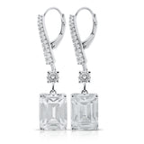Brilliante Sterling Silver Simulated Diamond Pave Octagon-Cut Drop Earrings