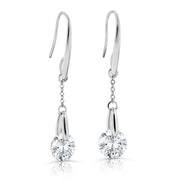 Brilliante Sterling Silver Simulated Diamond Prong-Set Dangle Earrings