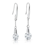 Brilliante Sterling Silver Simulated Diamond Prong-Set Dangle Earrings