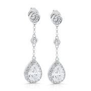 Brilliante Sterling Silver Simulated Diamond Pear Shaped Dangle Earrings