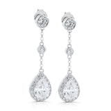 Brilliante Sterling Silver Simulated Diamond Pear Shaped Dangle Earrings