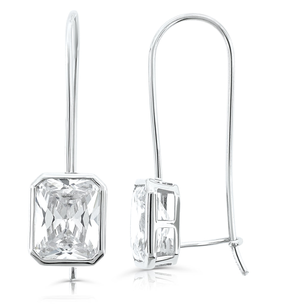 Brilliante Sterling Silver Simulated Choice of Cut Diamond Drop Earrings