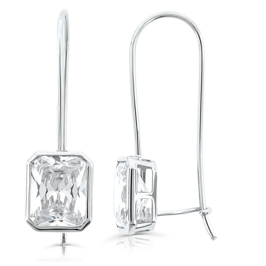 Brilliante Sterling Silver Simulated Choice of Cut Diamond Drop Earrings