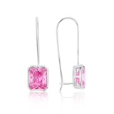 Brilliante Sterling Silver 10x8mm Octagon Pink Simulated Diamond Drop Earrings