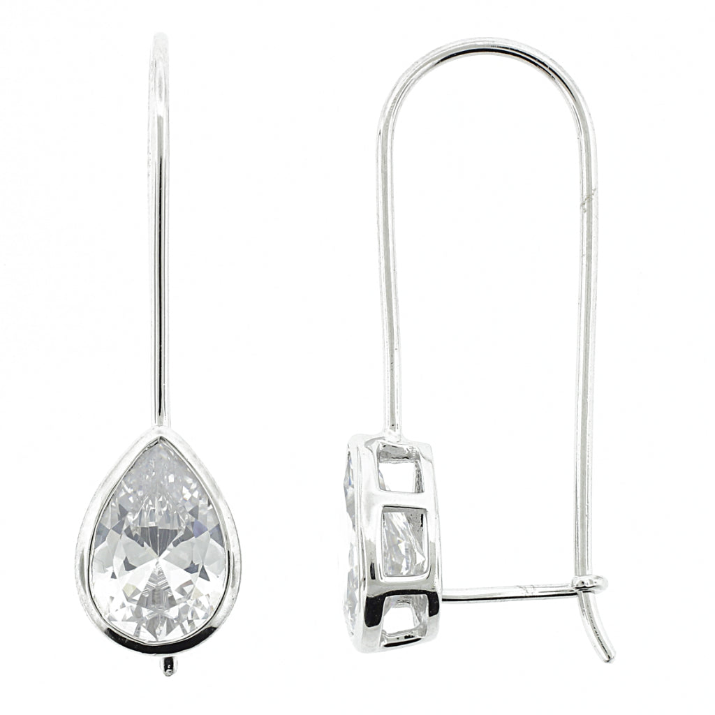 Brilliante Sterling Silver Simulated Choice of Cut Diamond Drop Earrings