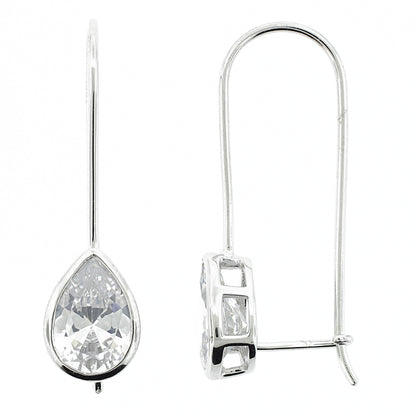 Brilliante Sterling Silver Simulated Choice of Cut Diamond Drop Earrings