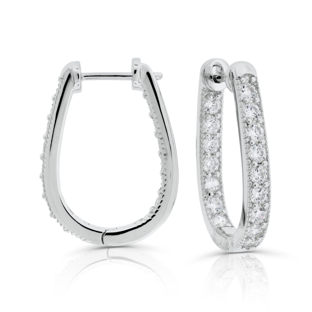 Brilliante Sterling Silver Simulated Diamond Inside Out Hoop Earrings