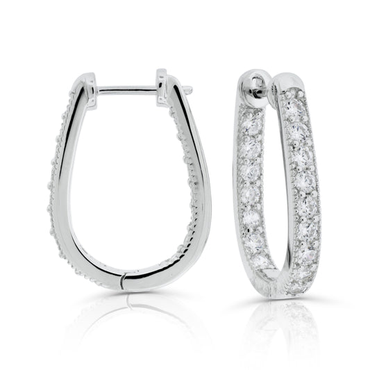 Brilliante Sterling Silver Simulated Diamond Inside Out Hoop