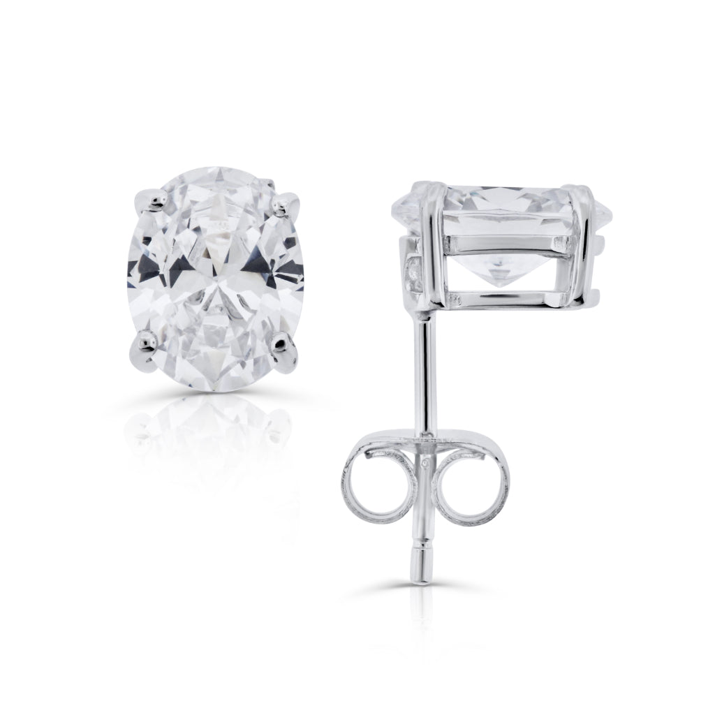 Brilliante Sterling Silver Simulated Choice of Cut Diamond Stud Earrings