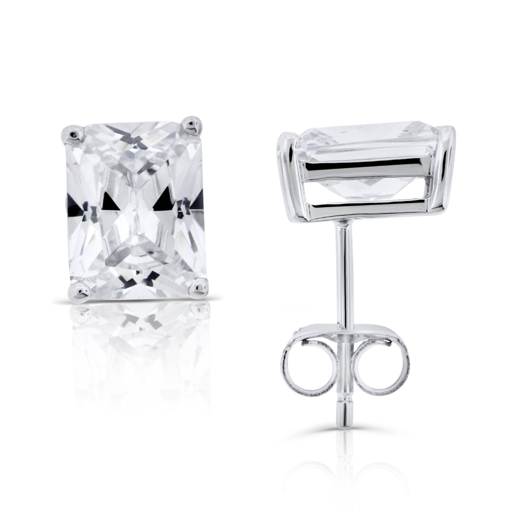 Brilliante Sterling Silver Simulated Choice of Cut Diamond Stud Earrings