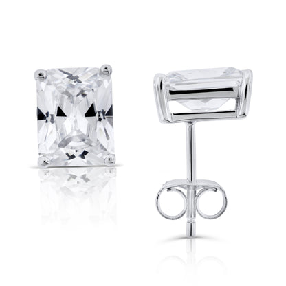 Brilliante Sterling Silver Simulated Choice of Cut Diamond Stud Earrings