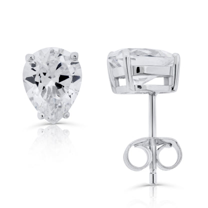 Brilliante Sterling Silver Simulated Choice of Cut Diamond Stud Earrings