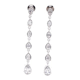 Brilliante Sterling Silver Simulated Diamond Pear & Marquise Dangle Earrings