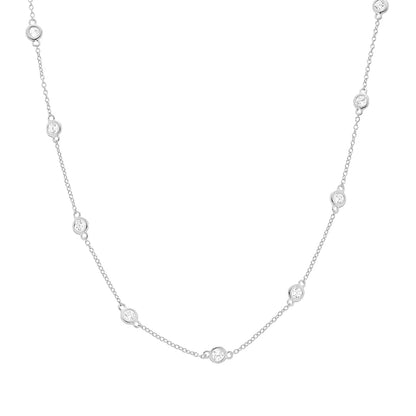 Brilliante Sterling Silver Simulated Diamond Station Choice of Length Necklace