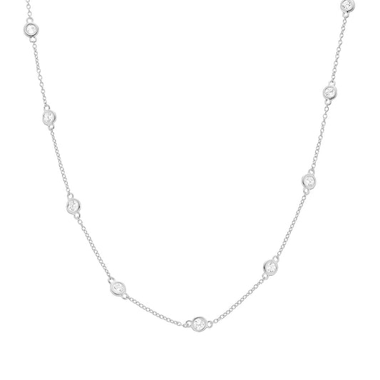 Brilliante Sterling Silver Simulated Diamond Station Choice of Length Necklace