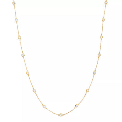 Brilliante Sterling Silver Simulated Diamond Station Choice of Length Necklace