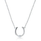 Brilliante Sterling Silver Simulated Diamond Horseshoe Necklace + 2" Extender