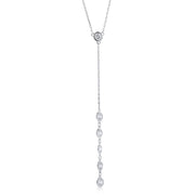 Brilliante Sterling Silver Simulated Diamond Bezel-Set Y-Necklace