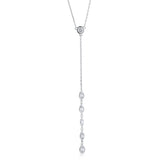 Brilliante Sterling Silver Simulated Diamond Bezel-Set Y-Necklace