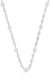 Brilliante Sterling Silver Simulated Diamond Bezel-Set Line Necklace