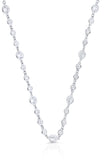 Brilliante Sterling Silver Simulated Diamond Bezel-Set Line Necklace