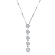 Brilliante Sterling Silver Simulated Diamond Cluster 5-Station Drop Necklace