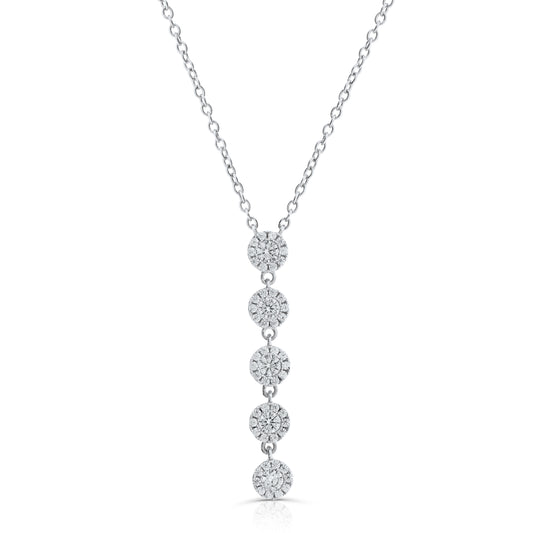 Brilliante Sterling Silver Simulated Diamond Cluster 5-Station Drop Necklace