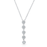 Brilliante Sterling Silver Simulated Diamond Cluster 5-Station Drop Necklace