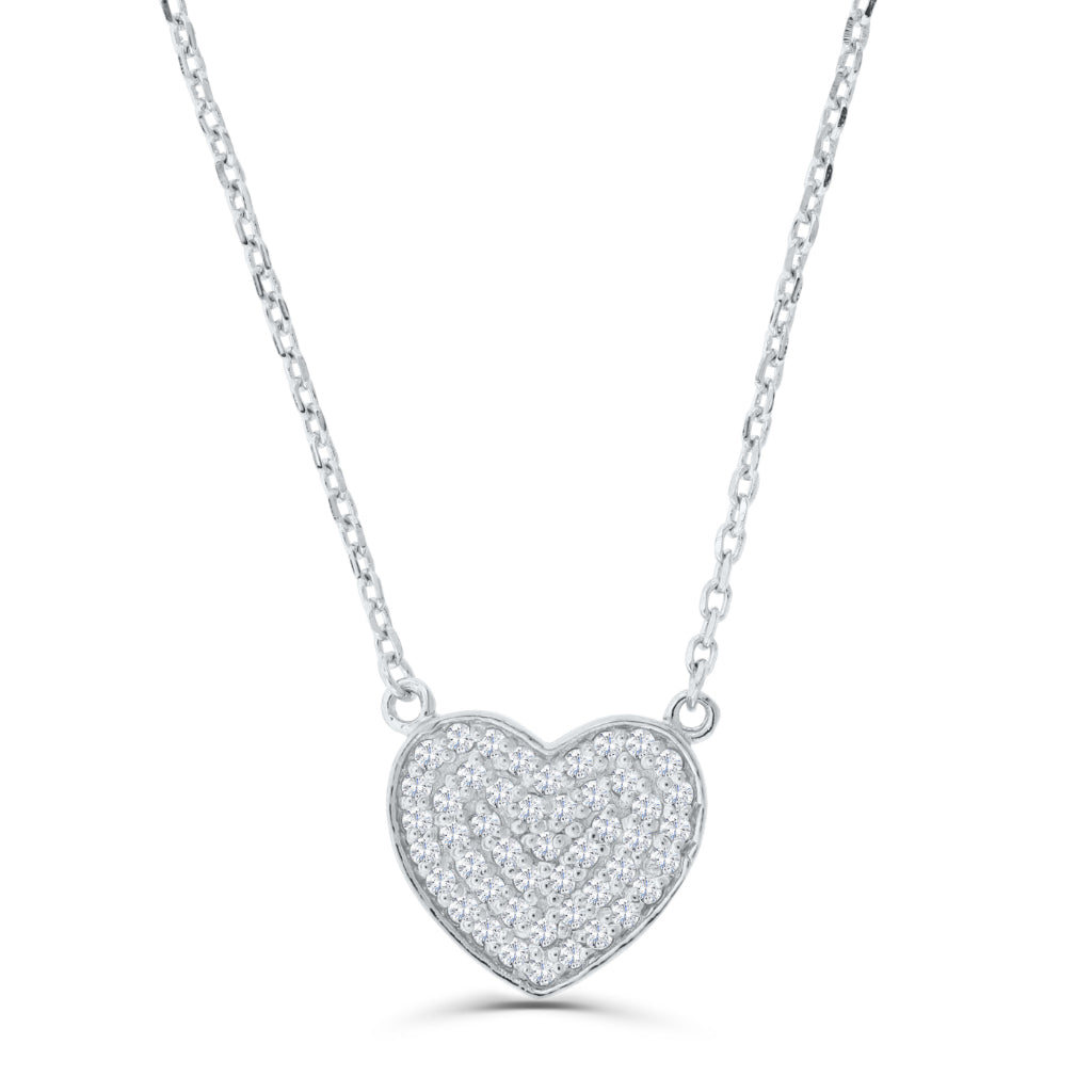 Brilliante Sterling Silver Simulated Diamond Pave Pendant 16" Necklace with 2" Extender