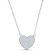 Brilliante Sterling Silver Simulated Diamond Pave Pendant 16" Necklace with 2" Extender