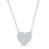 Brilliante Sterling Silver Simulated Diamond Pave Pendant 16" Necklace with 2" Extender