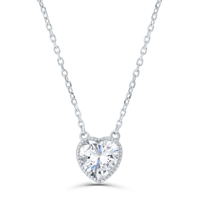 Brilliante Sterling Silver Simulated Diamond 16" Necklace + 2" Extender Choice of Cut