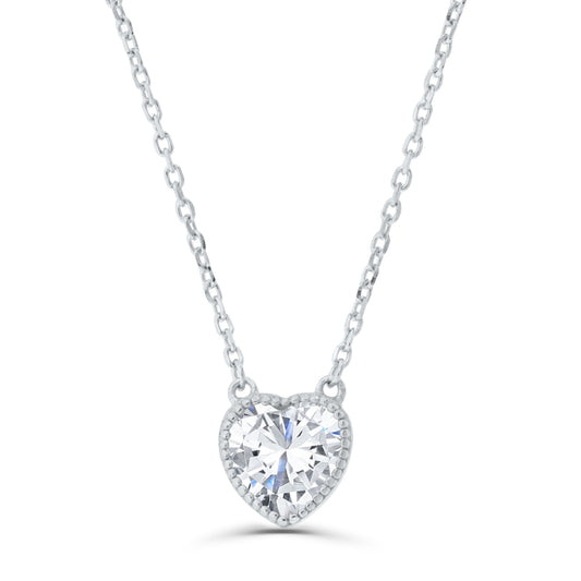 Brilliante Sterling Silver Simulated Diamond 16" Necklace + 2" Extender Choice of Cut