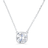Brilliante Sterling Silver Simulated Diamond 16" Necklace + 2" Extender Choice of Cut