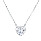 Brilliante Sterling Silver Simulated Diamond Heart Pendant With 18" Chain
