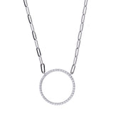 Brilliante Sterling Silver Simulated Diamond Circle Station Necklace +2" Extender