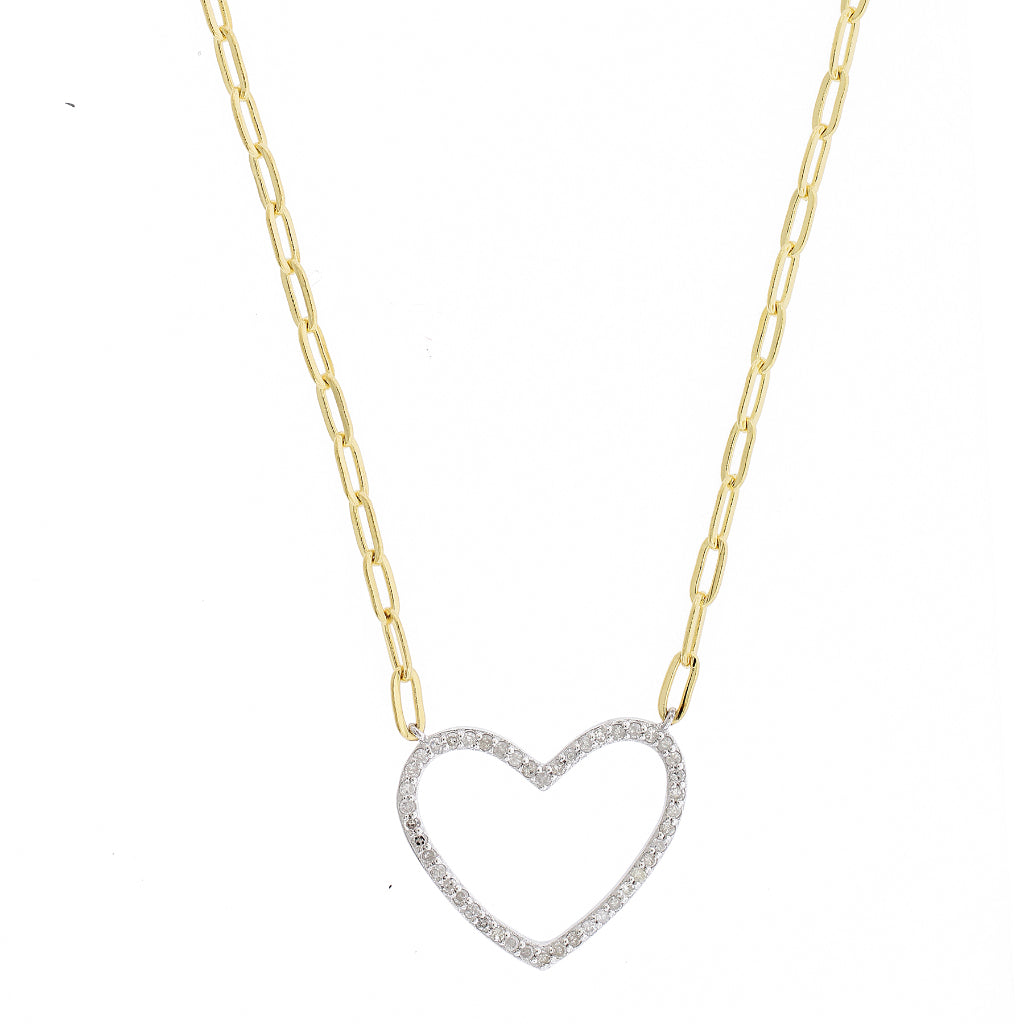 Brilliante Sterling Silver Simulated Diamond Heart Station Necklace +2" Extender