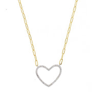 Brilliante Sterling Silver Simulated Diamond Heart Station Necklace +2" Extender
