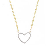 Brilliante Sterling Silver Simulated Diamond Heart Station Necklace +2" Extender