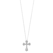 Brilliante Sterling Silver Simulated Diamond Cross Pendant with 18" Chain