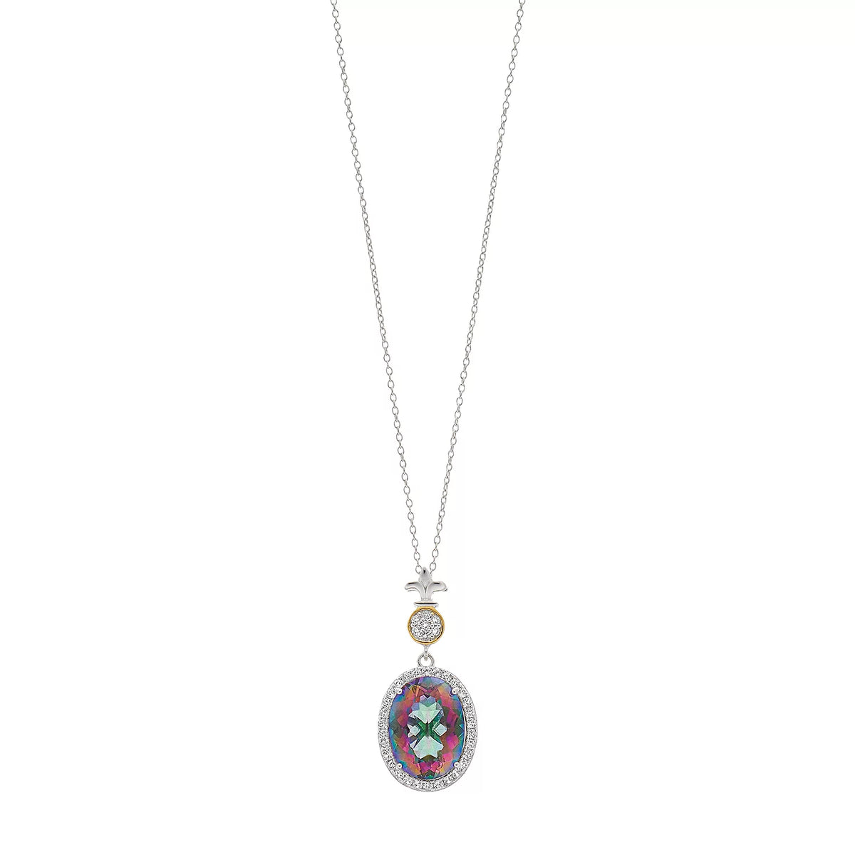 Belle Artique Sterling Silver Mystic & White Topaz Pineapple Pendant with Chain