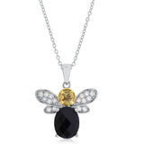 Belle Artique Sterling Silver Black Onyx & Multi Gemstone Bee Pendant with Chain