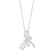 Brilliante Sterling Silver Simulated Diamond Dragonfly Pendant with 18" Chain
