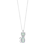 Belle Artique Sterling Silver Mystic & White Topaz Cat Pendant with Chain