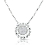Brilliante Sterling Silver Simulated Diamond Pave Sunflower 18" Necklace
