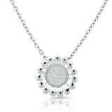Brilliante Sterling Silver Simulated Diamond Pave Sunflower 18" Necklace