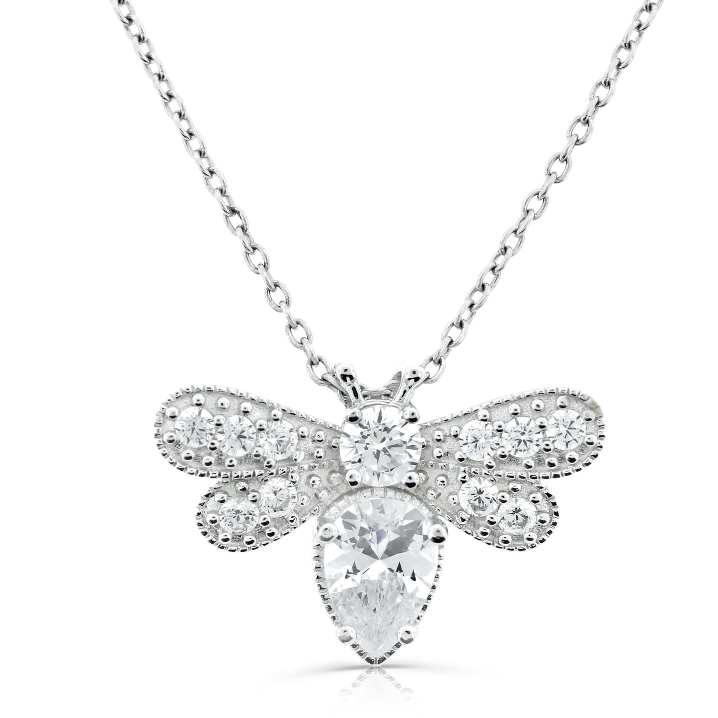 Brilliante Sterling Silver Simulated Diamond Bee Necklace