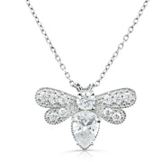 Brilliante Sterling Silver Simulated Diamond Bee Necklace